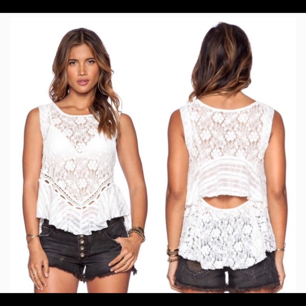 free people open back lace tank